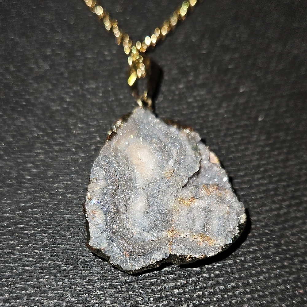 Gold and Gray Minimalist Crystal Necklace
